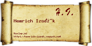Hemrich Izsák névjegykártya
